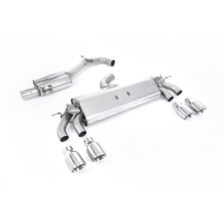 Ligne d'échappement Catback inox MILLTEK VW Golf 7.5 R 310Ch - Sans FAP (Version 76 mm)(2017à2021) Embout Chrome