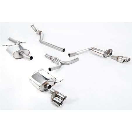 Ligne d'échappement Catback inox MILLTEK Audi A4 2.0 TFSI S line B8 2WD/4WD-Boite Manu-Berline/Avant(2008à2011) Embout Chrome