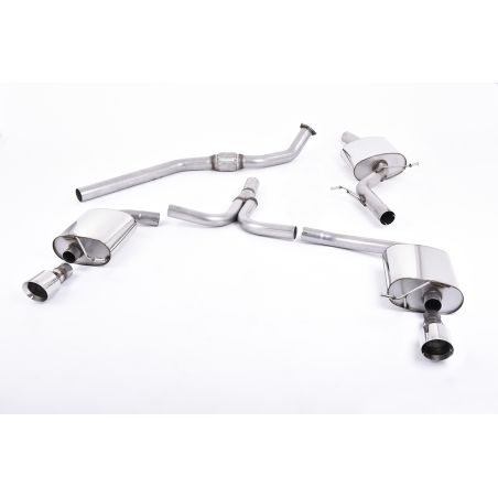 Ligne d'échappement Catback inox MILLTEK Audi A4 2.0 TFSI S line B8 2WD/4WD -Tiptronic-Berline/Avant(2008à2011) Embout Chrome