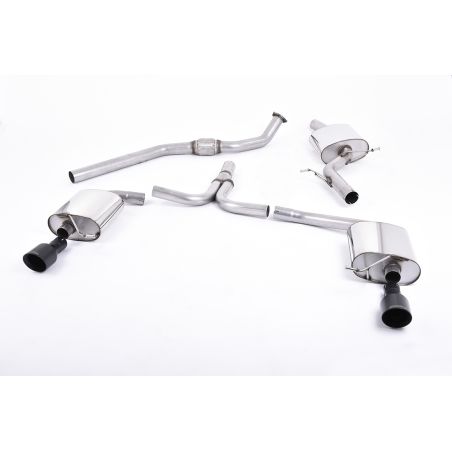 Ligne d'échappement Catback inox MILLTEK Audi A4 2.0 TFSI S line B8 2WD/4WD -Tiptronic-Berline/Avant(2008à2011) Embout Noir