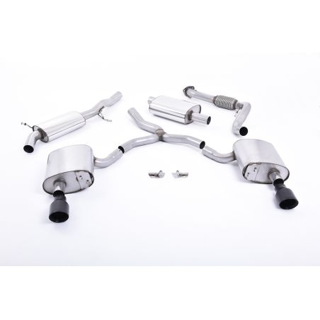 Ligne d'échappement Catback inox MILLTEK Audi A4 2.0 TFSI B9 Quattro Berline/Avant (Sans FAP)(2016à+) Embout Noir