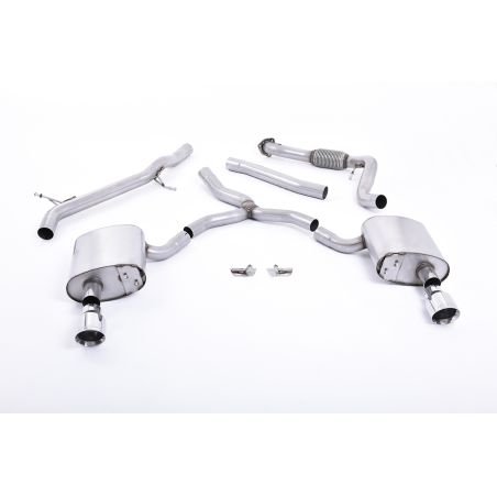 Ligne d'échappement Catback inox MILLTEK Audi A4 2.0 TFSI B9 Quattro Berline/Avant (Sans FAP)(2016à+) Embout Chrome