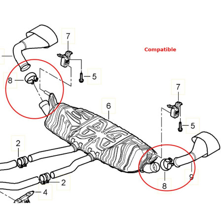 Silencieux d'échappement inox TUBI STYLE PORSCHE Cayenne 958 S V8 4.8l (2010-2014)