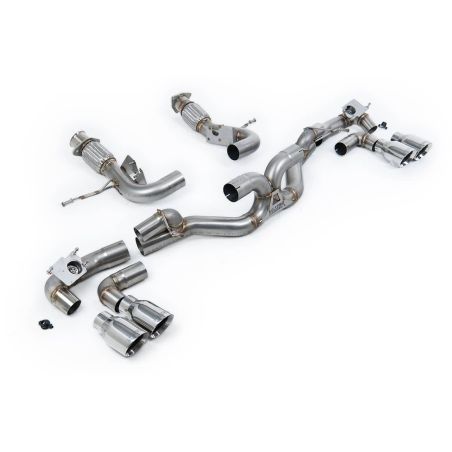 Ligne d'échappement inox CAT Back MILLTEK Corvette Stingray C8 6.2 V8 sans FAP (2020+) Embout Chrome