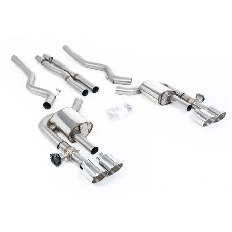 Ligne d'échappement inox CAT Back à valves MILLTEK pour FORD Mustang 5,0 V8 Mach 1 S550 Fastback (2021-2023) Embout Chrome