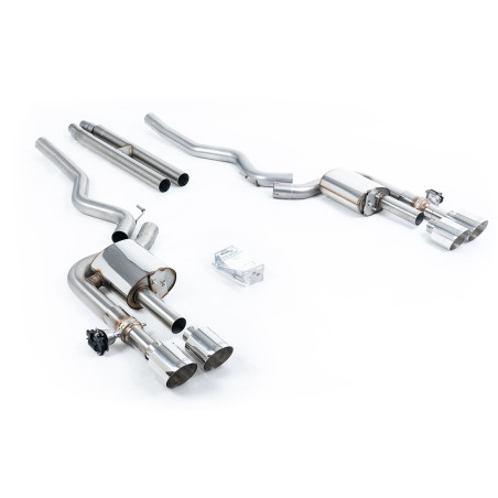 Ligne d'échappement inox CAT Back à valves MILLTEK pour FORD Mustang 5,0 V8 Mach 1 S550 Fastback (2021-2023)(Race) Embout Chrome